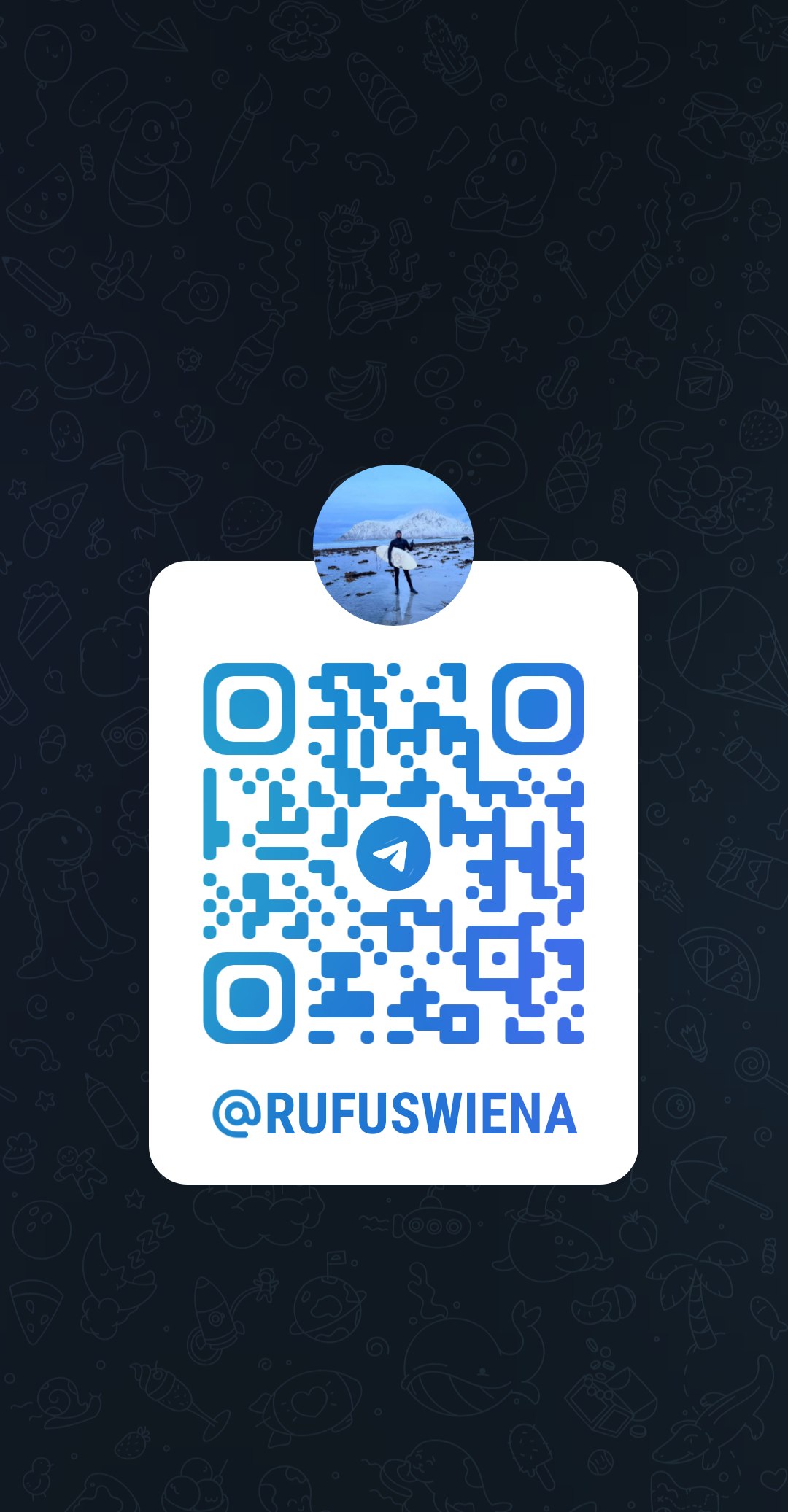 Telegram contact QR code for @rufuswiena