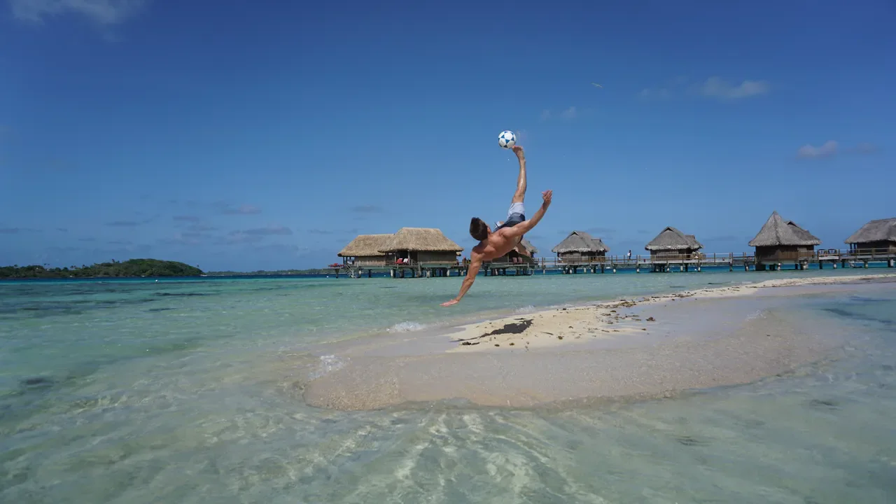 Footvolley played on sand in Bora Bora